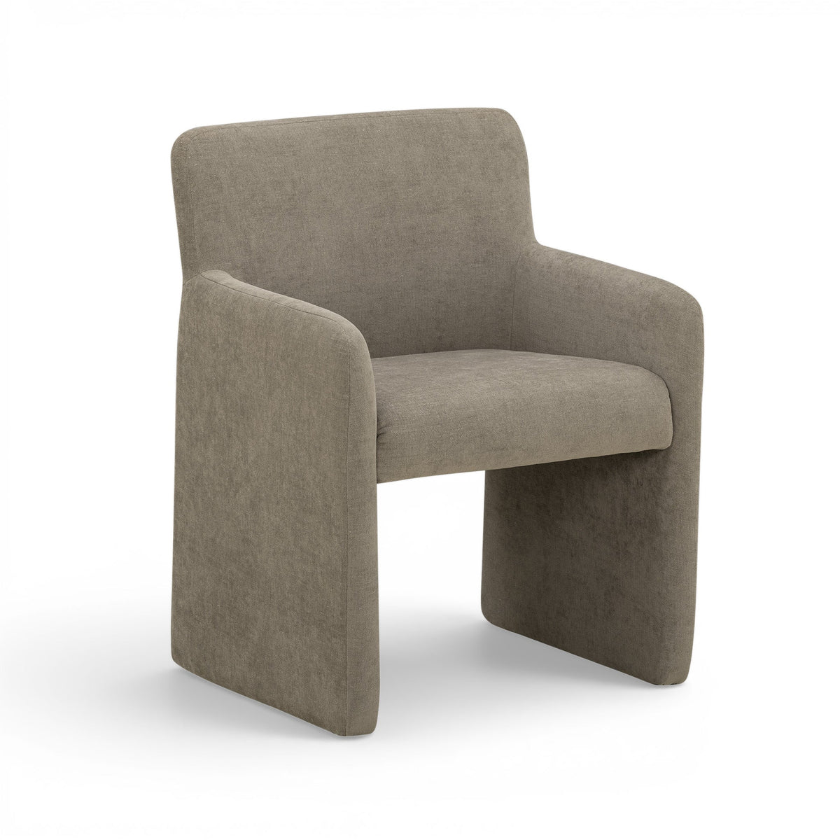 Crawley Performance Linen Chenille Dining Chair by TOV Furniture — mink upholstered chair, angled front view