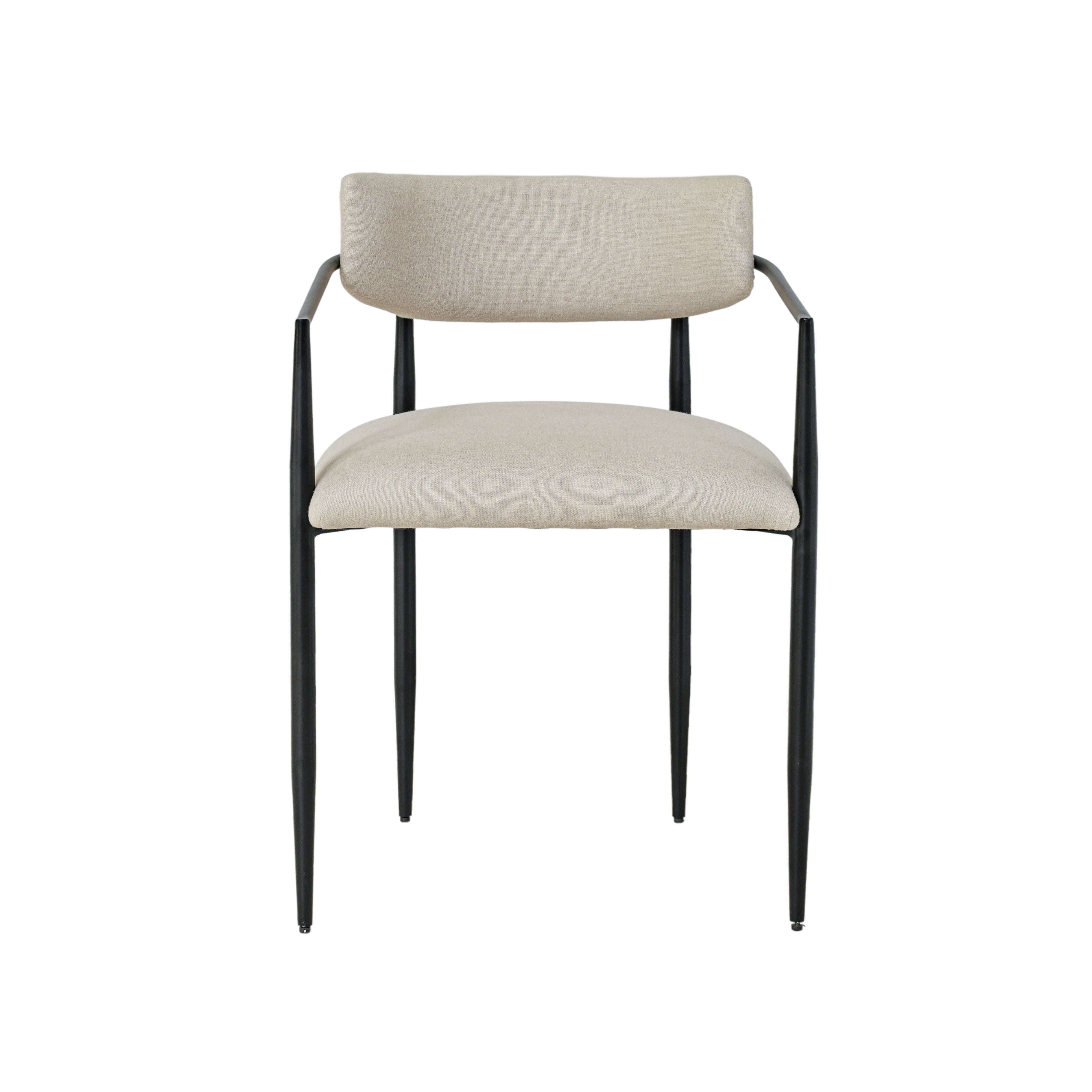Forte Cream Linen Forged Iron Dining Chair