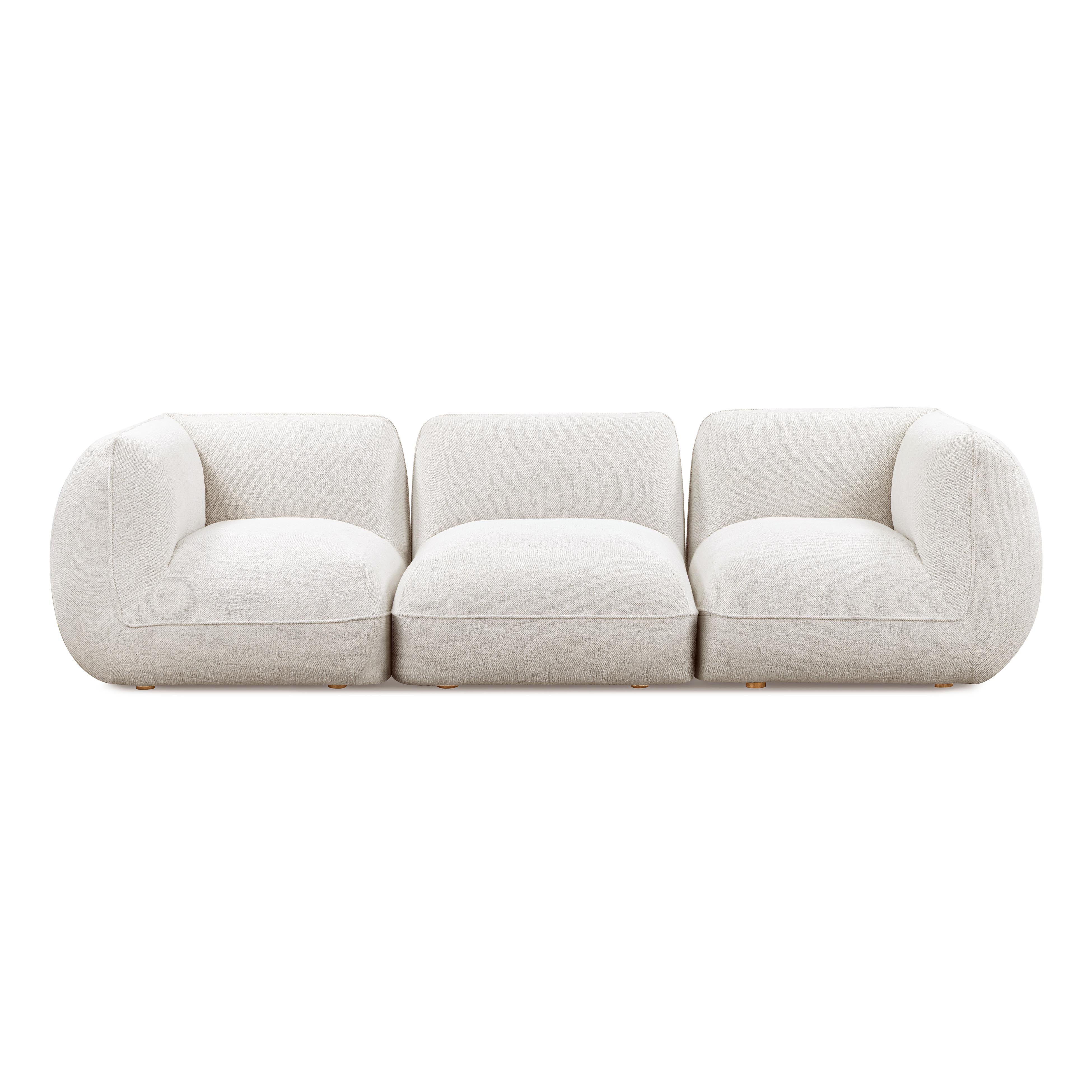 Arezza 115" Stone White Contract-Grade Basketweave Chenille Modular Sofa