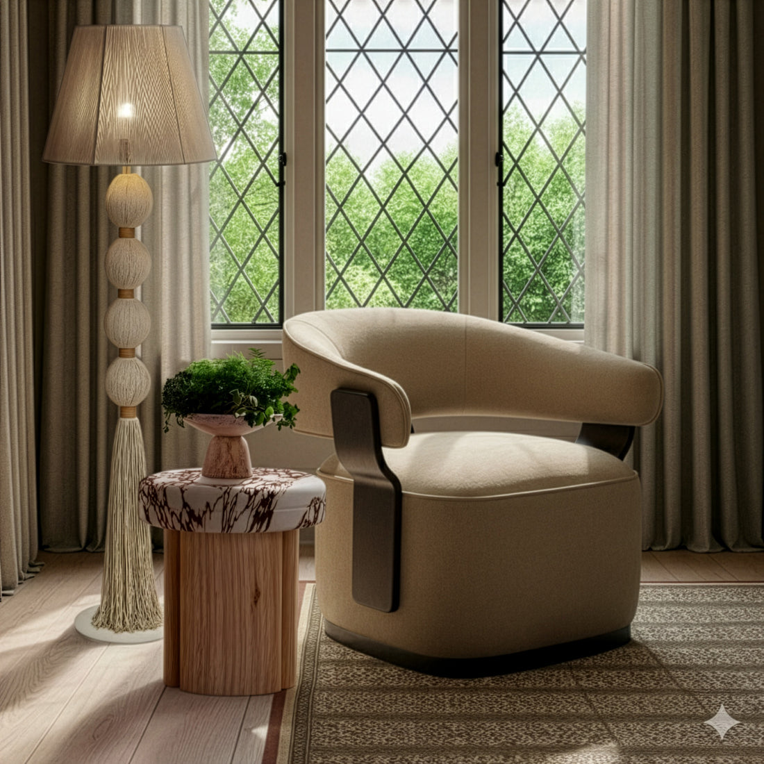 Madison Linen Performance Chenille Swivel Accent Chair