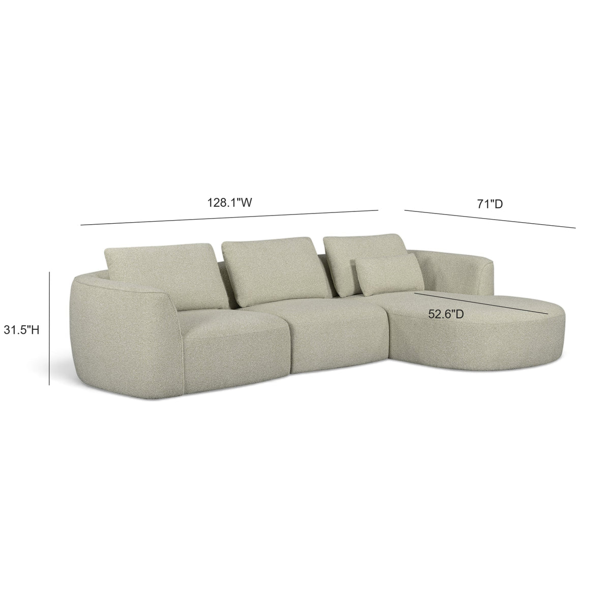 Noor 3-Piece XL 128" Modular Sectional