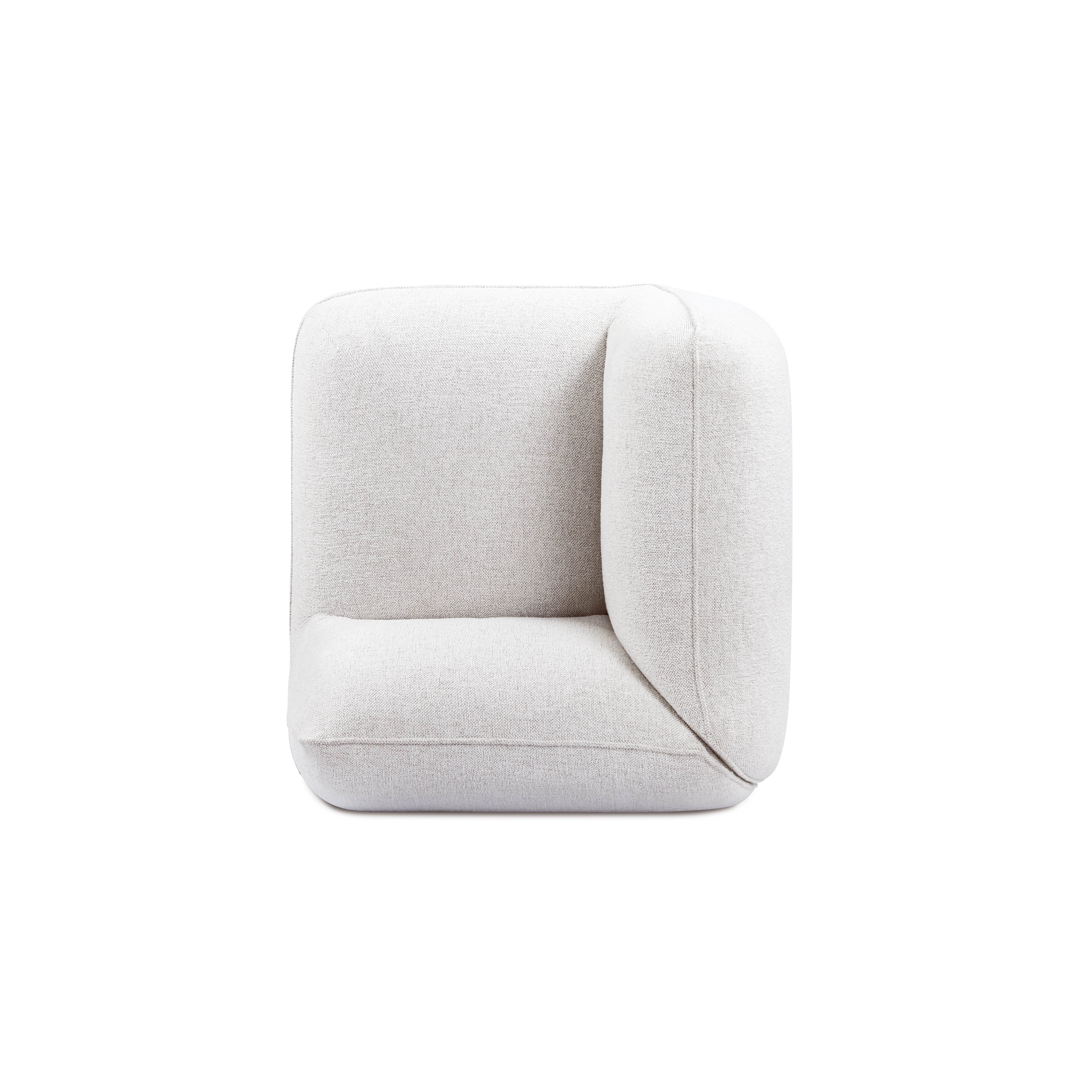 Arezza Stone White Contract-Grade Basketweave Chenille Corner Chair