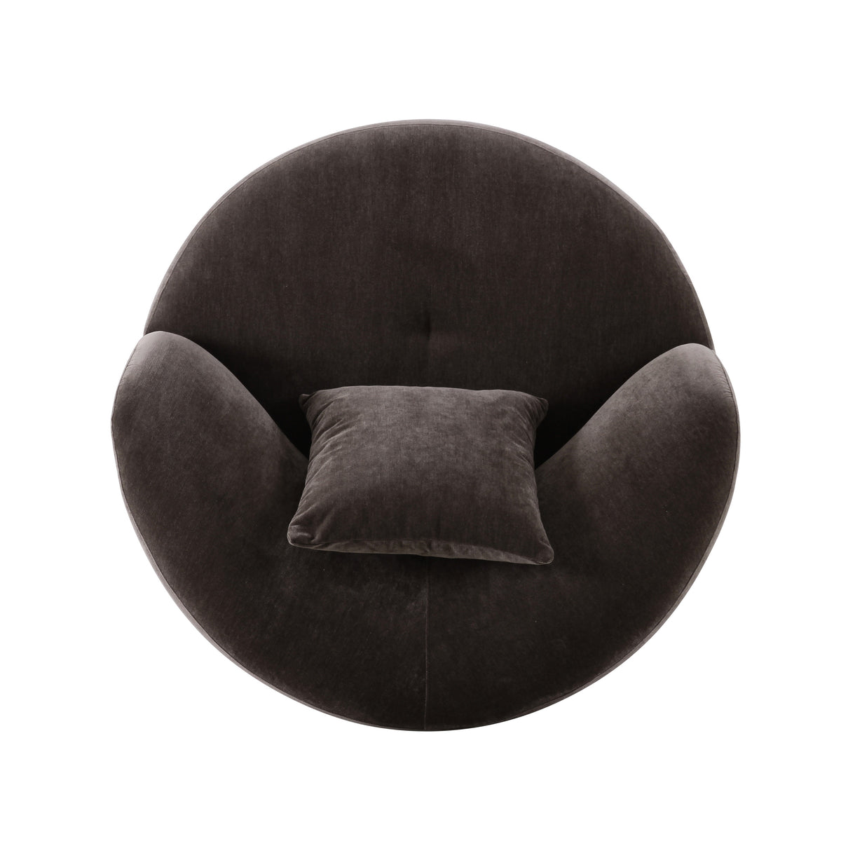 Fickle Swivel Accent Chair in Storm Grey — overhead view of the round seat and wraparound back