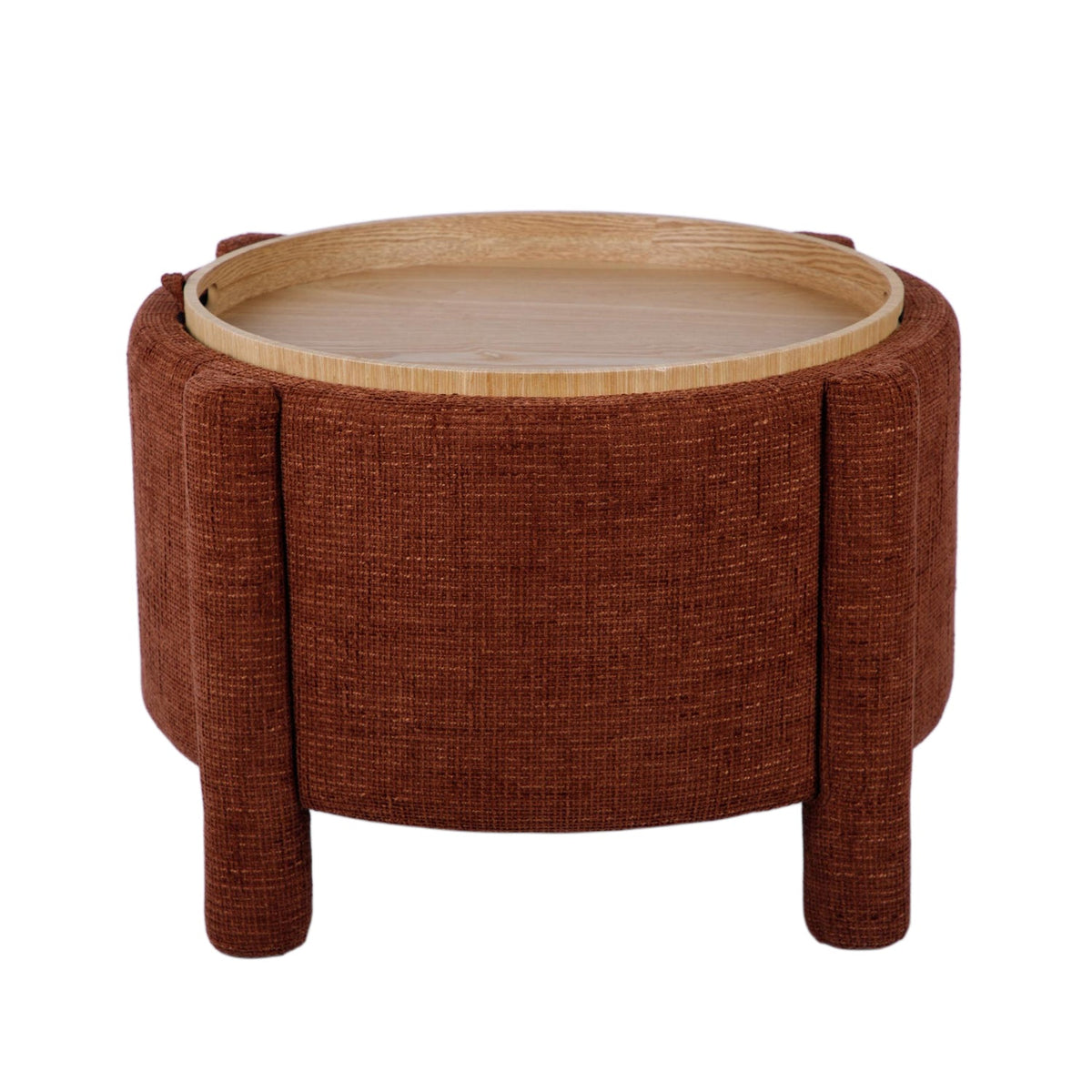 Bellamy Railroad Chenille Storage Stool With Reversible Tray Top