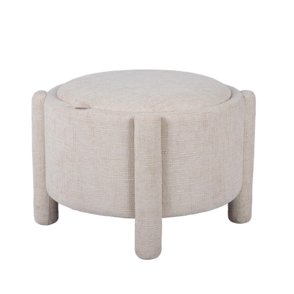 Bellamy Railroad Chenille Storage Stool With Reversible Tray Top
