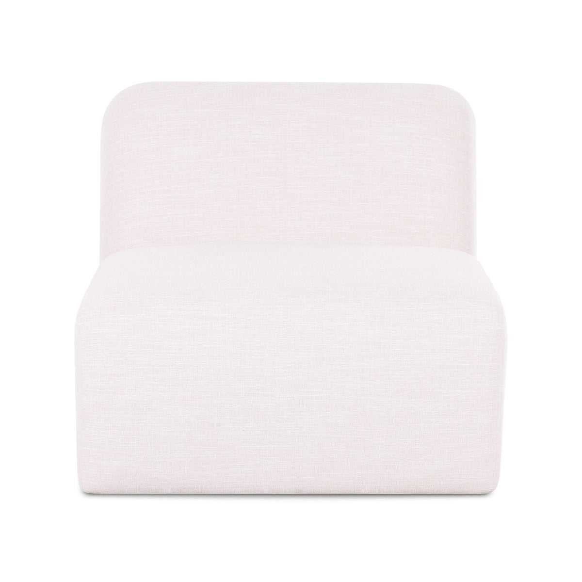 Gorge modular armless chair in cream performance fabric, straight-on front view
