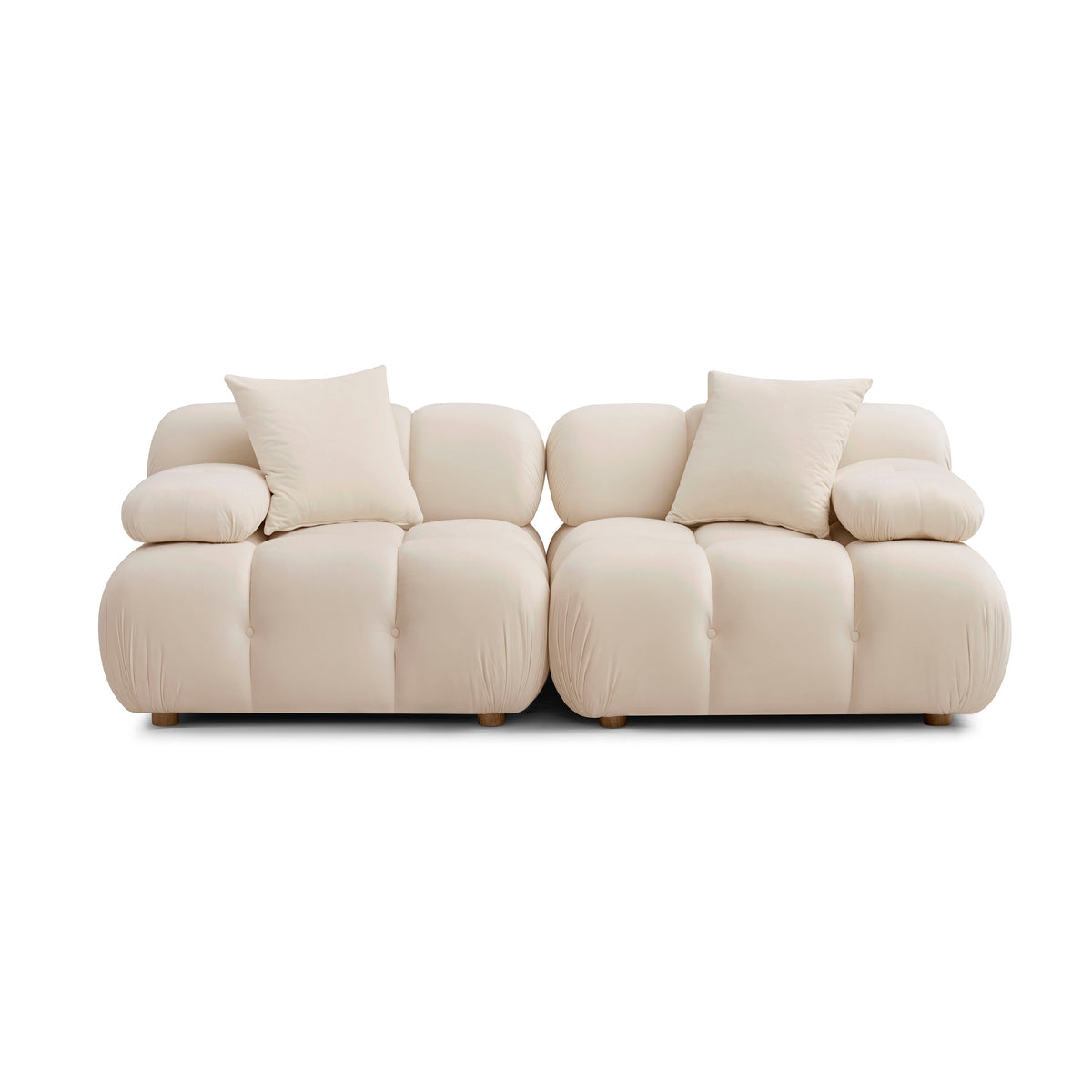Calliope 79" Modular Loveseat by TOV Furniture — off-white tufted loveseat, front view
