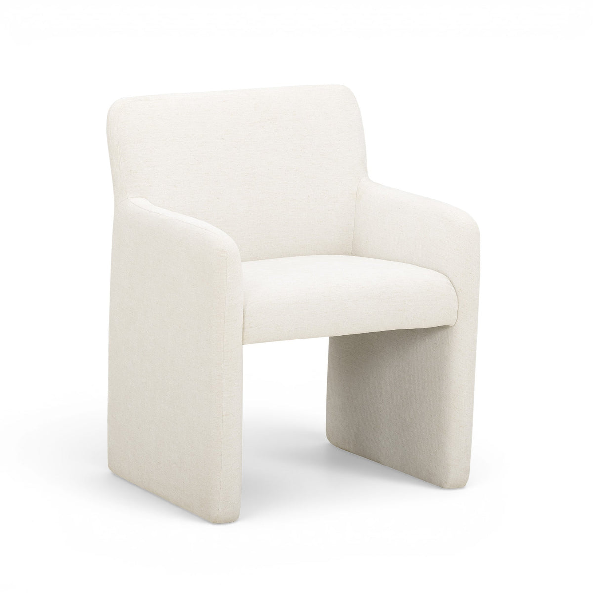 Crawley Performance Linen Chenille Dining Chair by TOV Furniture — cotton white upholstered chair, angled front view