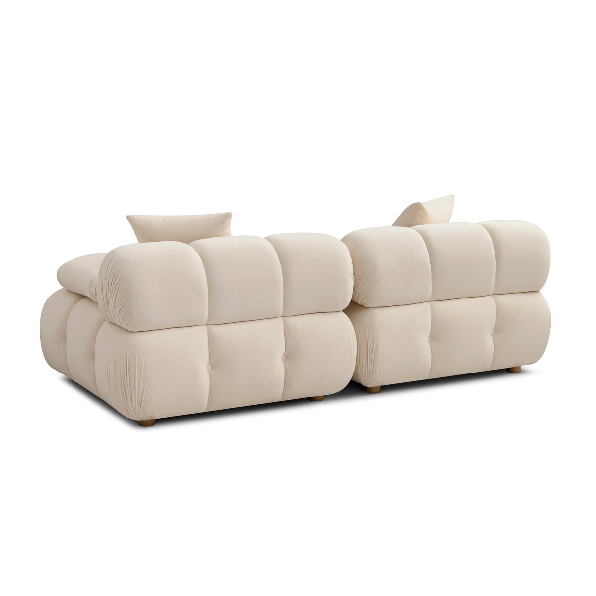 Calliope 79" Modular Loveseat by TOV Furniture — off-white tufted loveseat, rear angled view