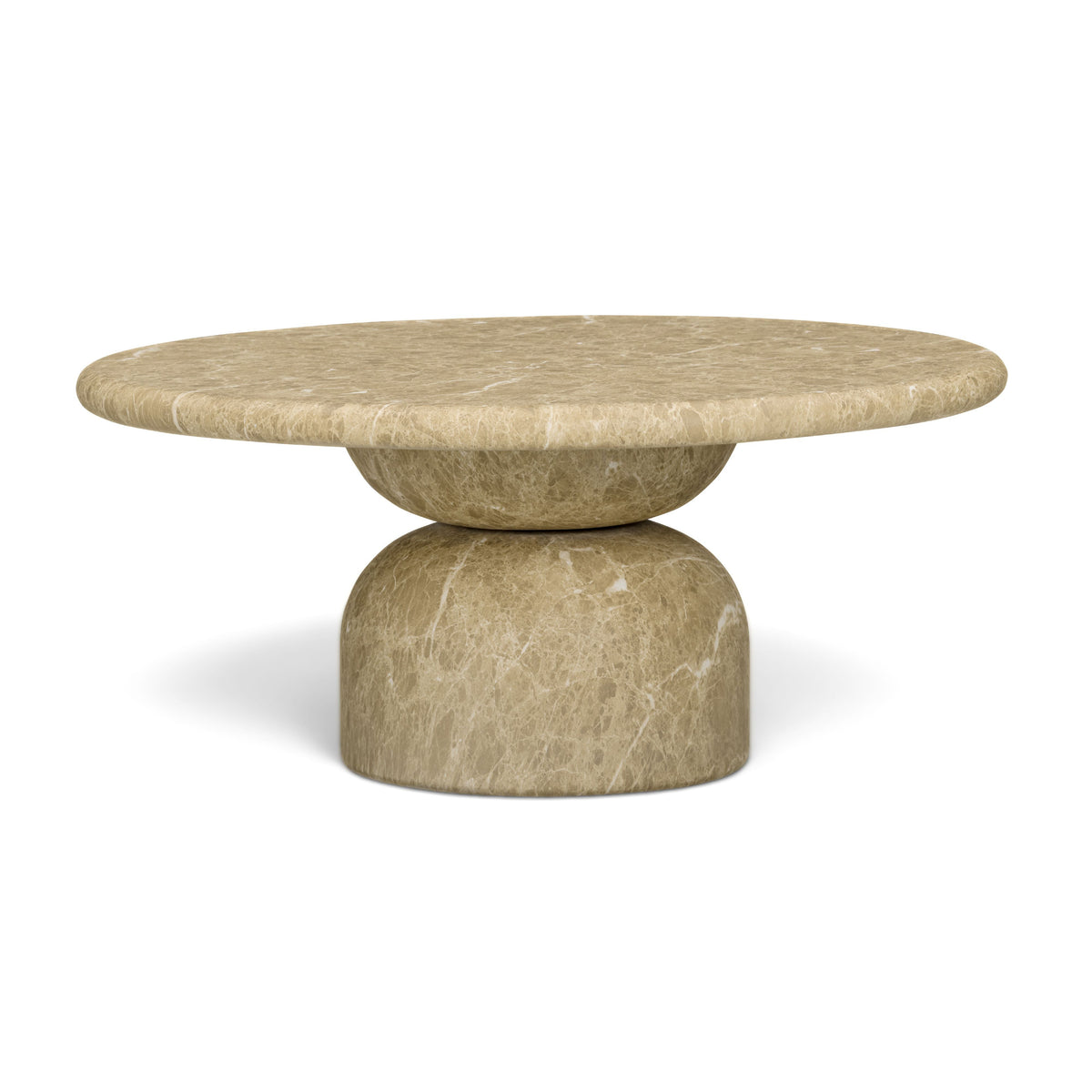 Cynthia 36" Concrete Indoor/Outdoor Coffee Table by TOV Furniture — light Emperador marble finish, front view