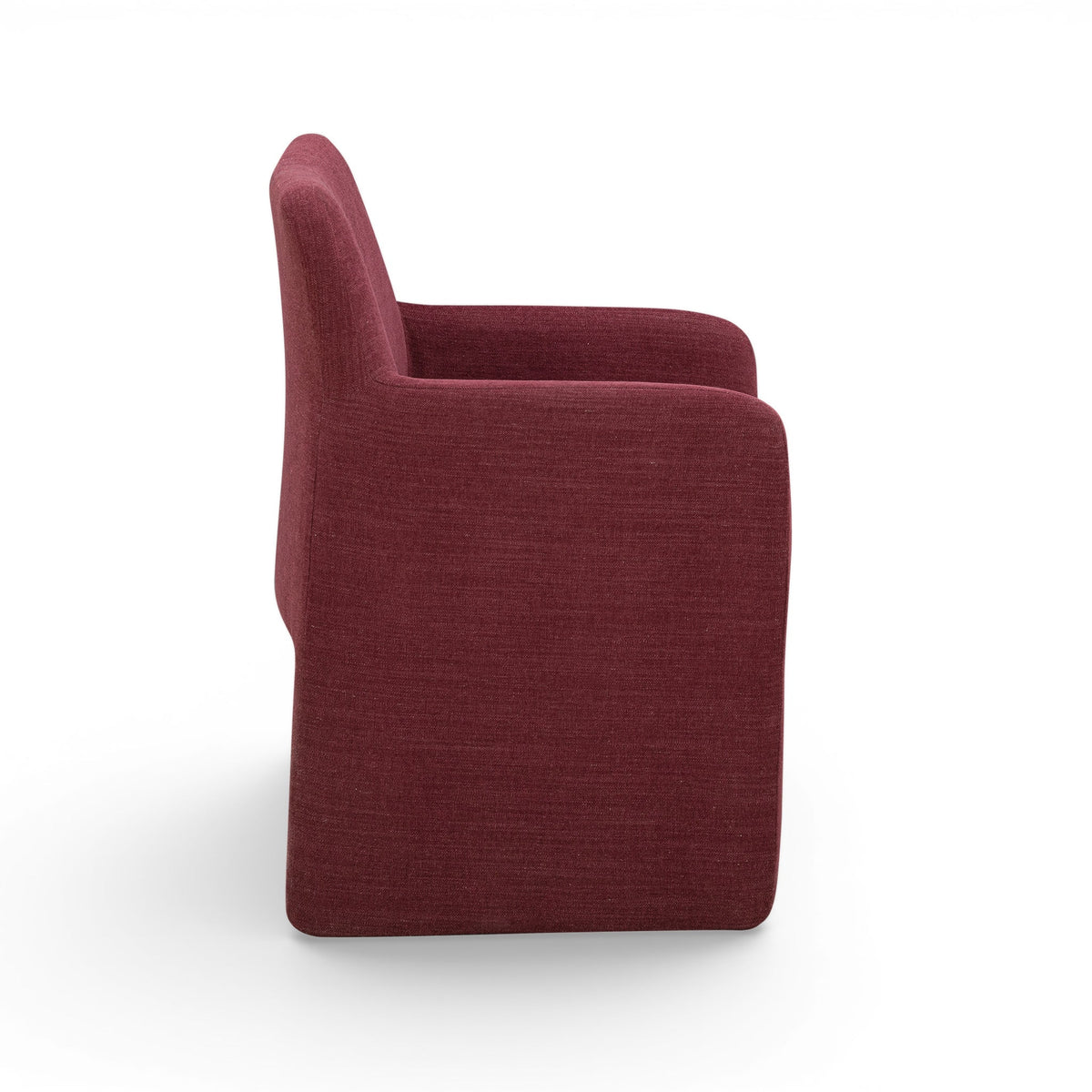 Crawley Performance Linen Chenille Dining Chair by TOV Furniture — red wine upholstered chair, side view