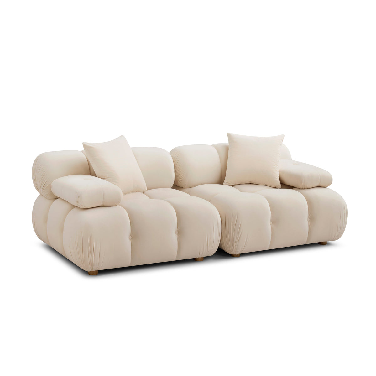 Calliope 79" Modular Loveseat by TOV Furniture — off-white tufted two-seat sofa, angled front view