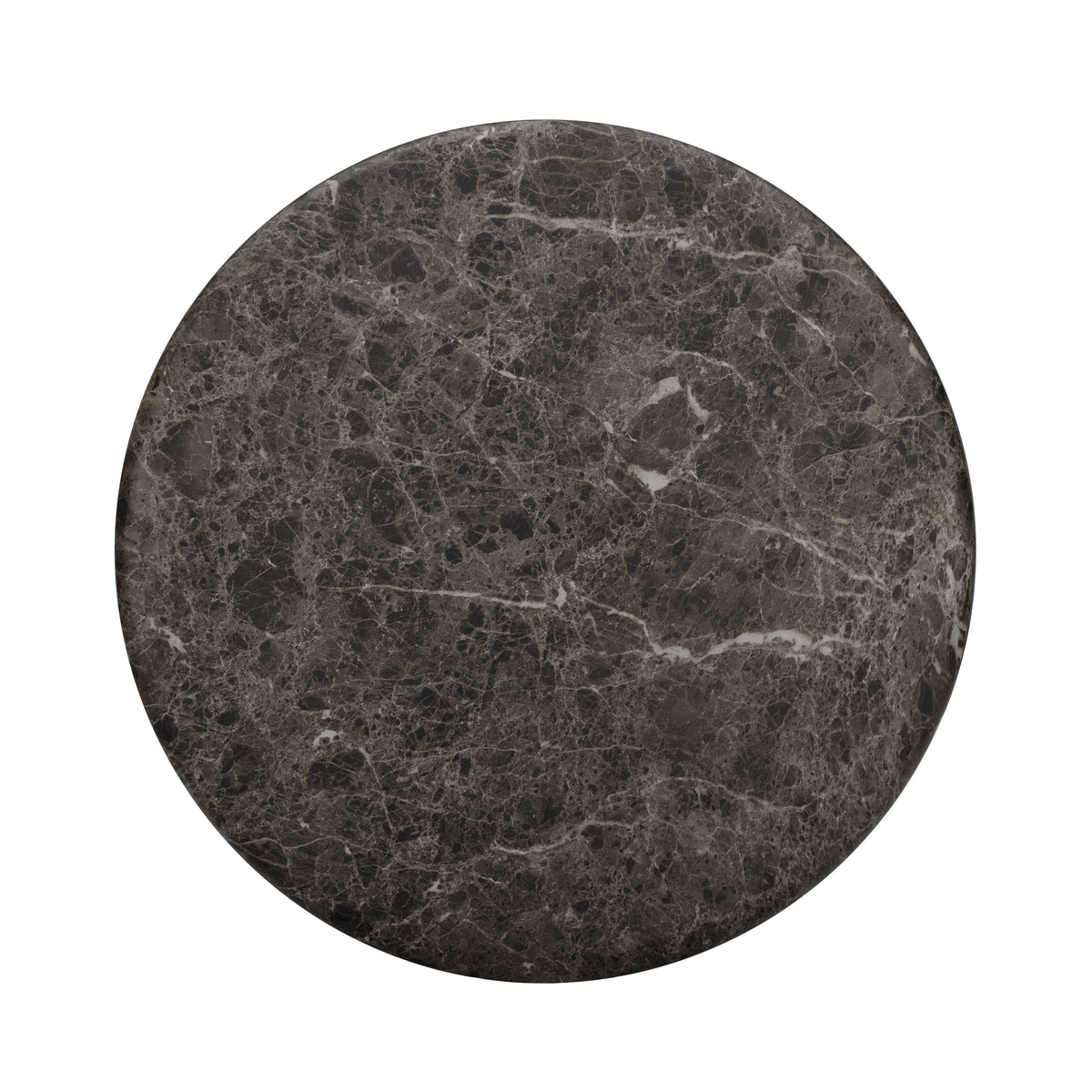 Cynthia Concrete Indoor/Outdoor Side Table by TOV Furniture — dark Emperador marble tabletop, top view