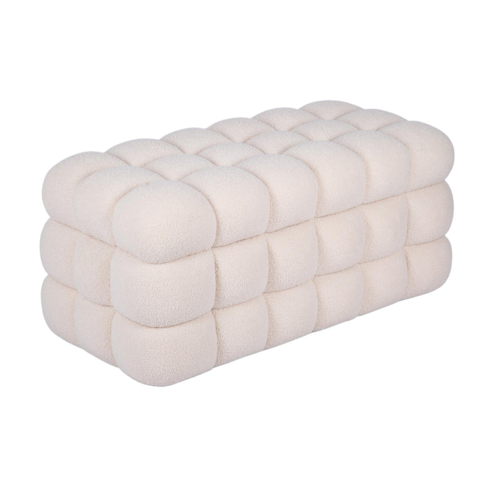 Anita 39" Faux Shearling Storage Bench With Reversible Tray Top