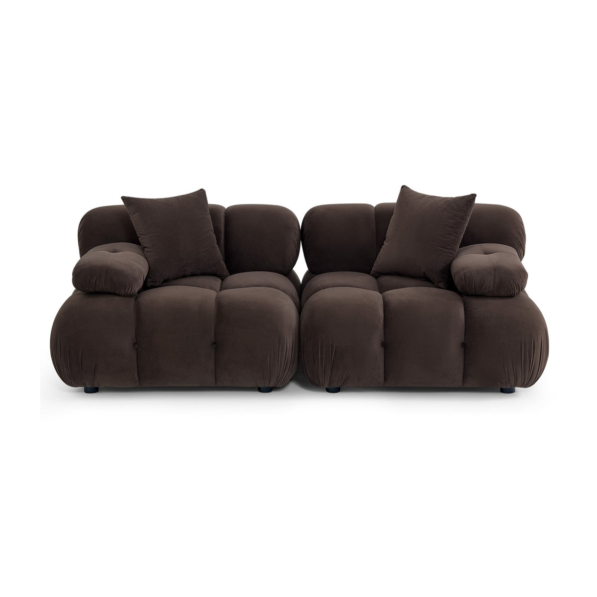 Calliope 79" Modular Loveseat by TOV Furniture — dark brown tufted loveseat, front view