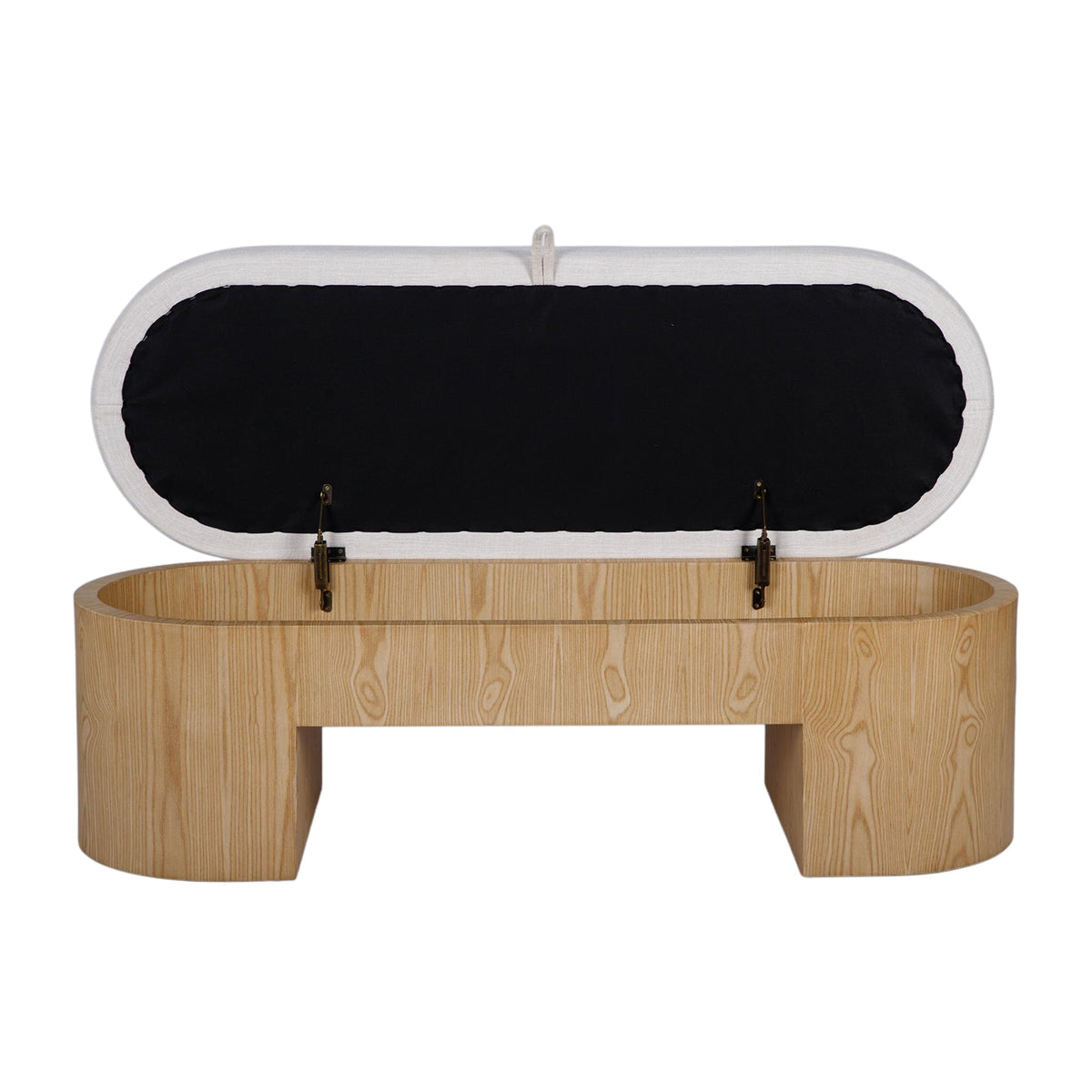 Poppi 49" Cream Performance Fabric Storage Bench