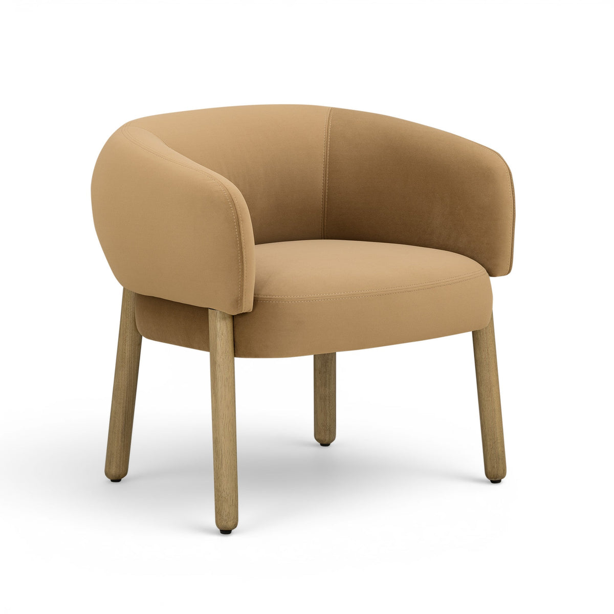 Foxy Performance Fabric Accent Chair in Camel by TOV Furniture — three-quarter studio view