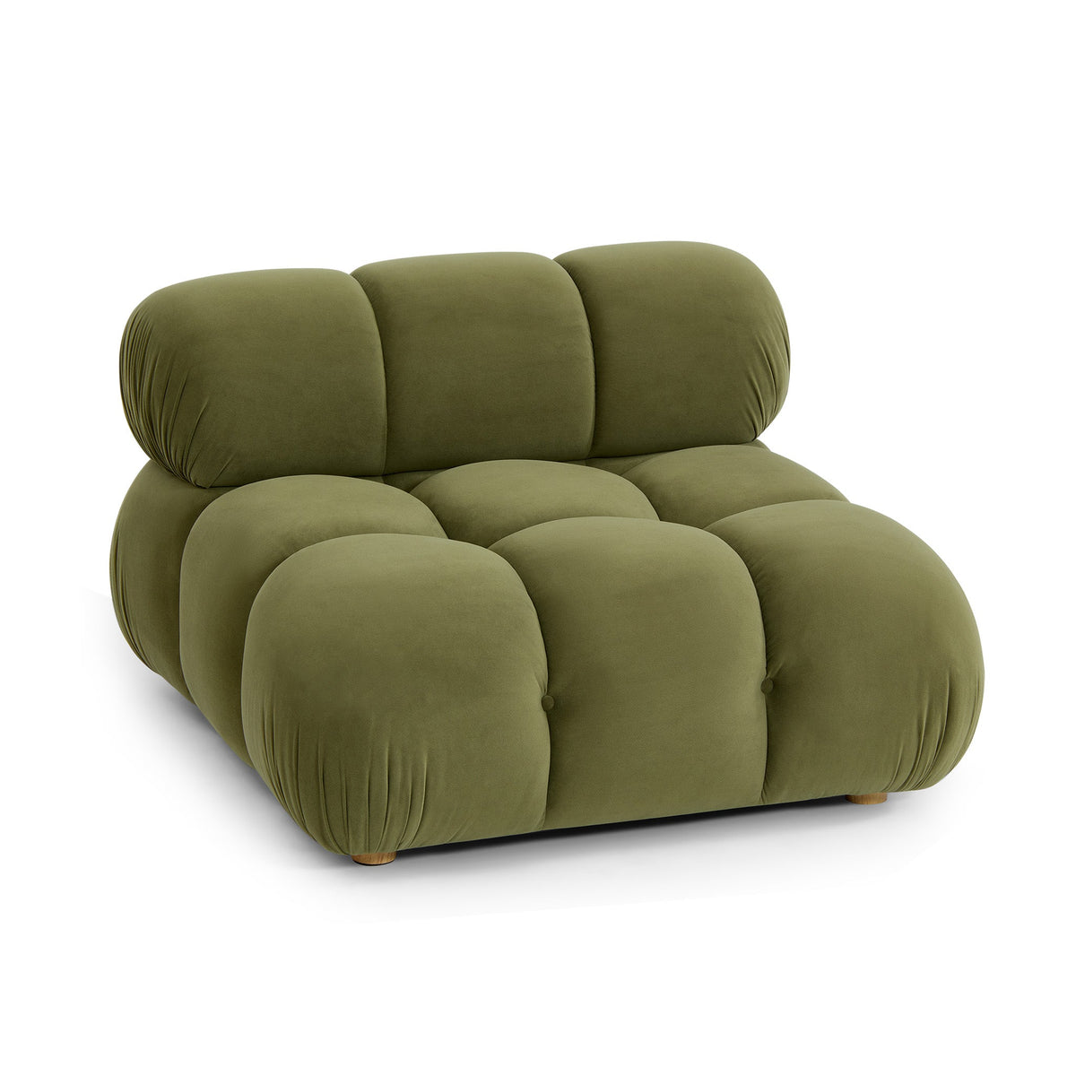 Calliope Performance Modular Armless Chair by TOV Furniture — olive green tufted chair, angled front view