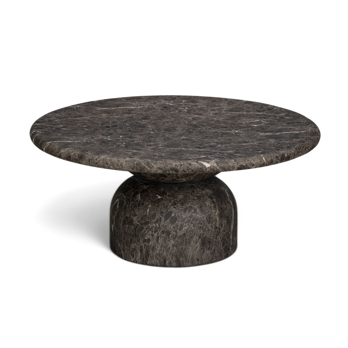 Cynthia 36" Concrete Indoor/Outdoor Coffee Table by TOV Furniture — dark Emperador marble finish, angled view