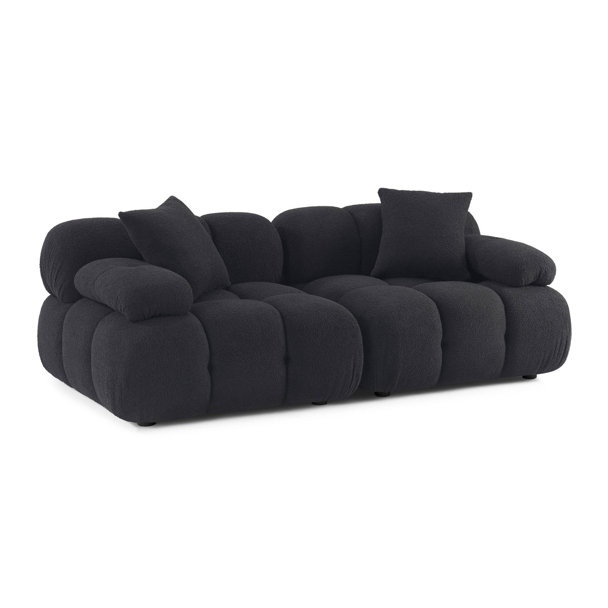 Calliope 79" Modular Loveseat by TOV Furniture — black tufted loveseat, angled front view