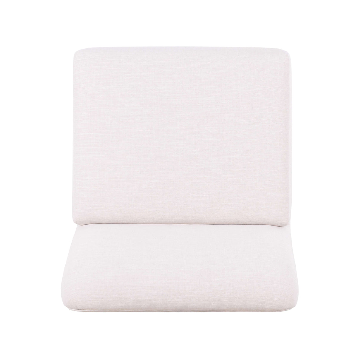 Gorge modular armless chair in cream performance fabric, top view showing the seat and backrest