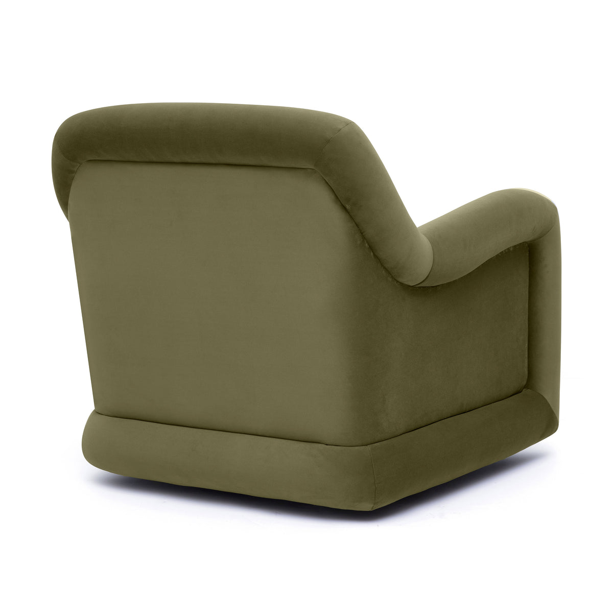 Charli Performance Swivel Chair by TOV Furniture — green upholstered chair, rear angled view