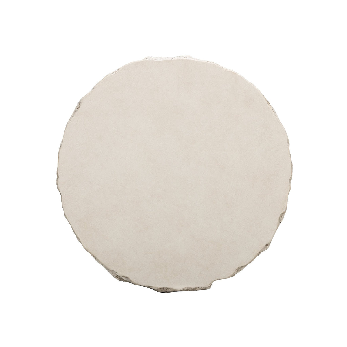 Fawn Driftwood Concrete Indoor/Outdoor Side Table by TOV Furniture — top view of the round faux-wood surface.