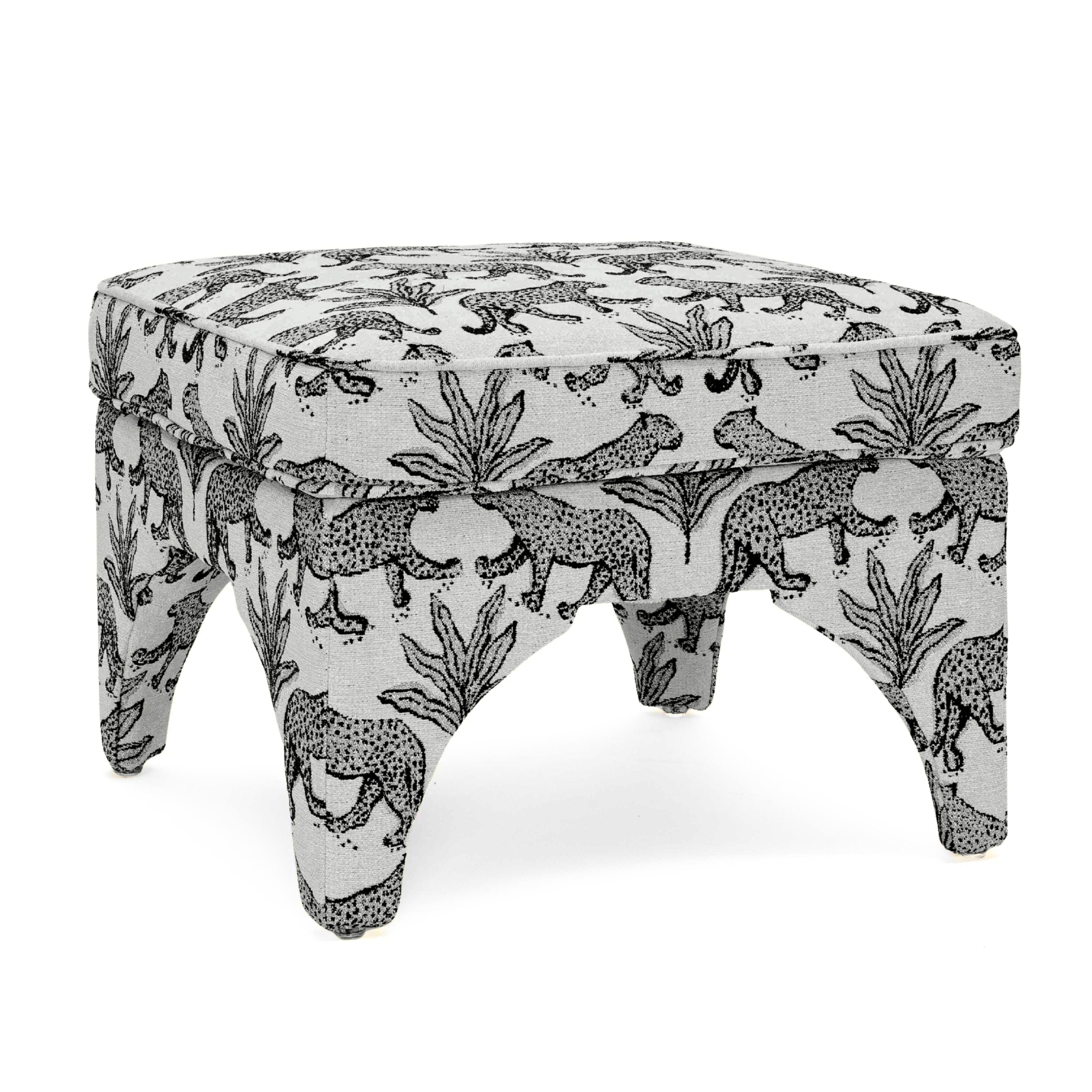 Raji Leopard Performance Jacquard Ottoman