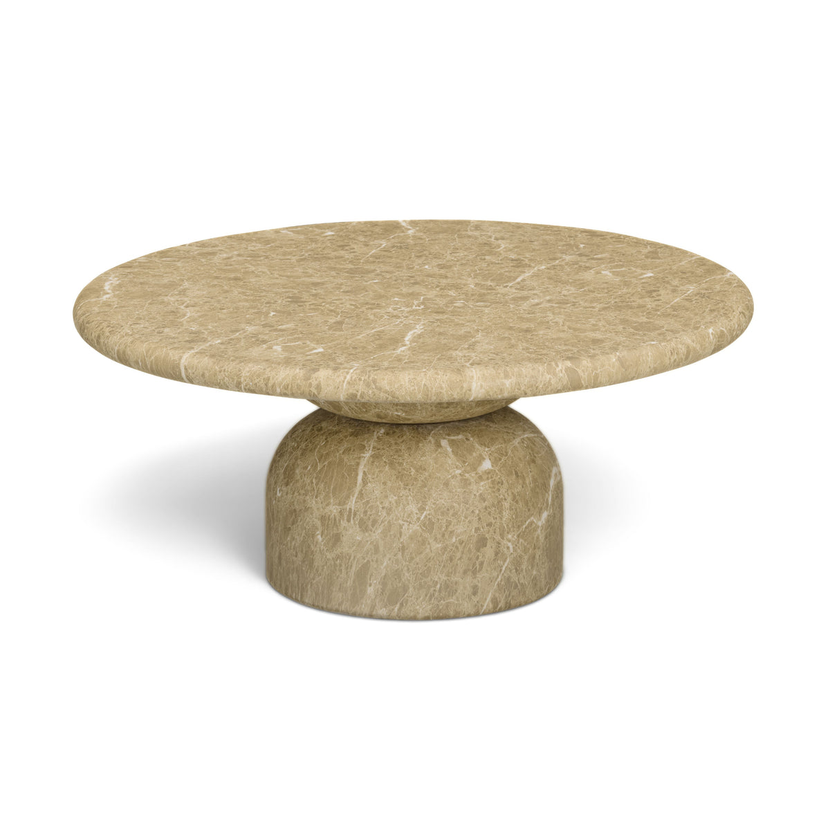 Cynthia 36" Concrete Indoor/Outdoor Coffee Table by TOV Furniture — light Emperador marble finish, angled view
