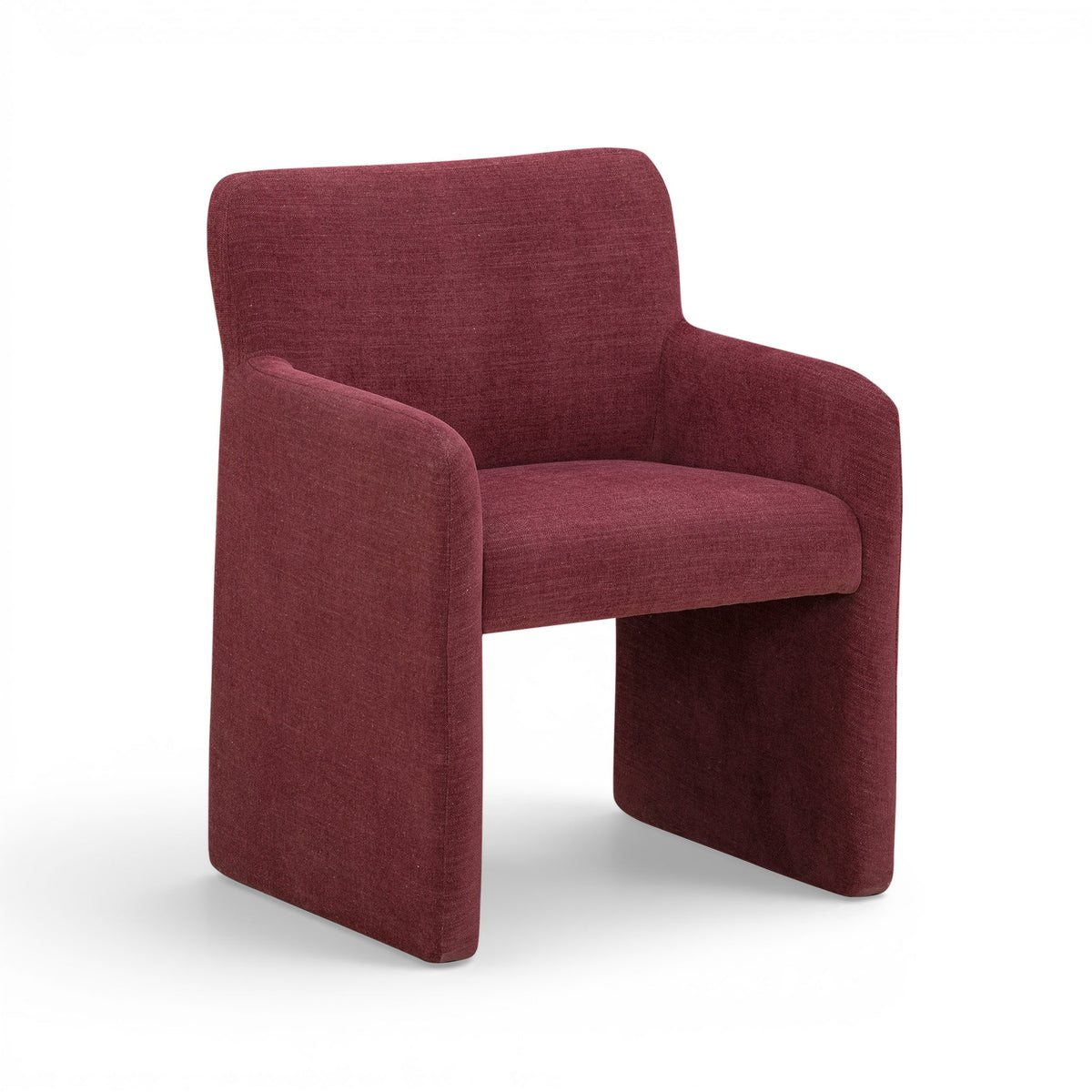 Crawley Performance Linen Chenille Dining Chair by TOV Furniture — red wine upholstered chair, angled front view