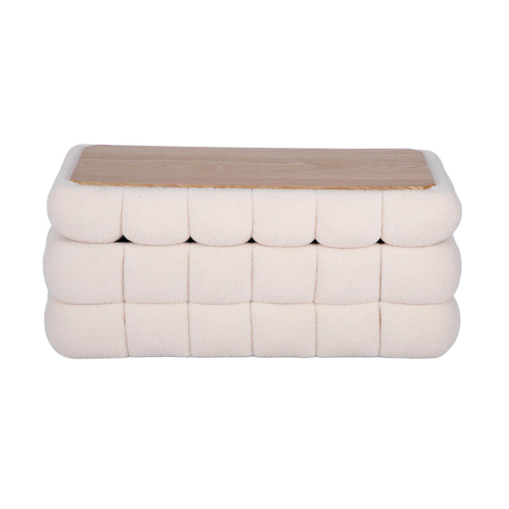 Anita 39" Faux Shearling Storage Bench With Reversible Tray Top