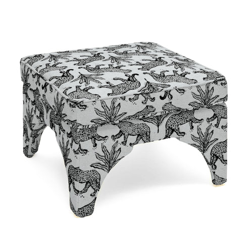 Raji Leopard Performance Jacquard Ottoman