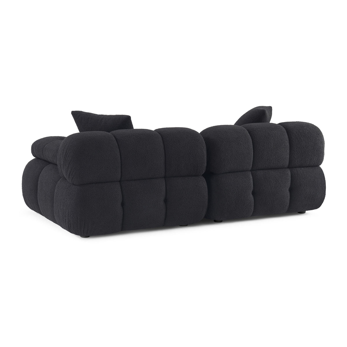 Calliope 79" Modular Loveseat by TOV Furniture — black tufted loveseat, rear angled view