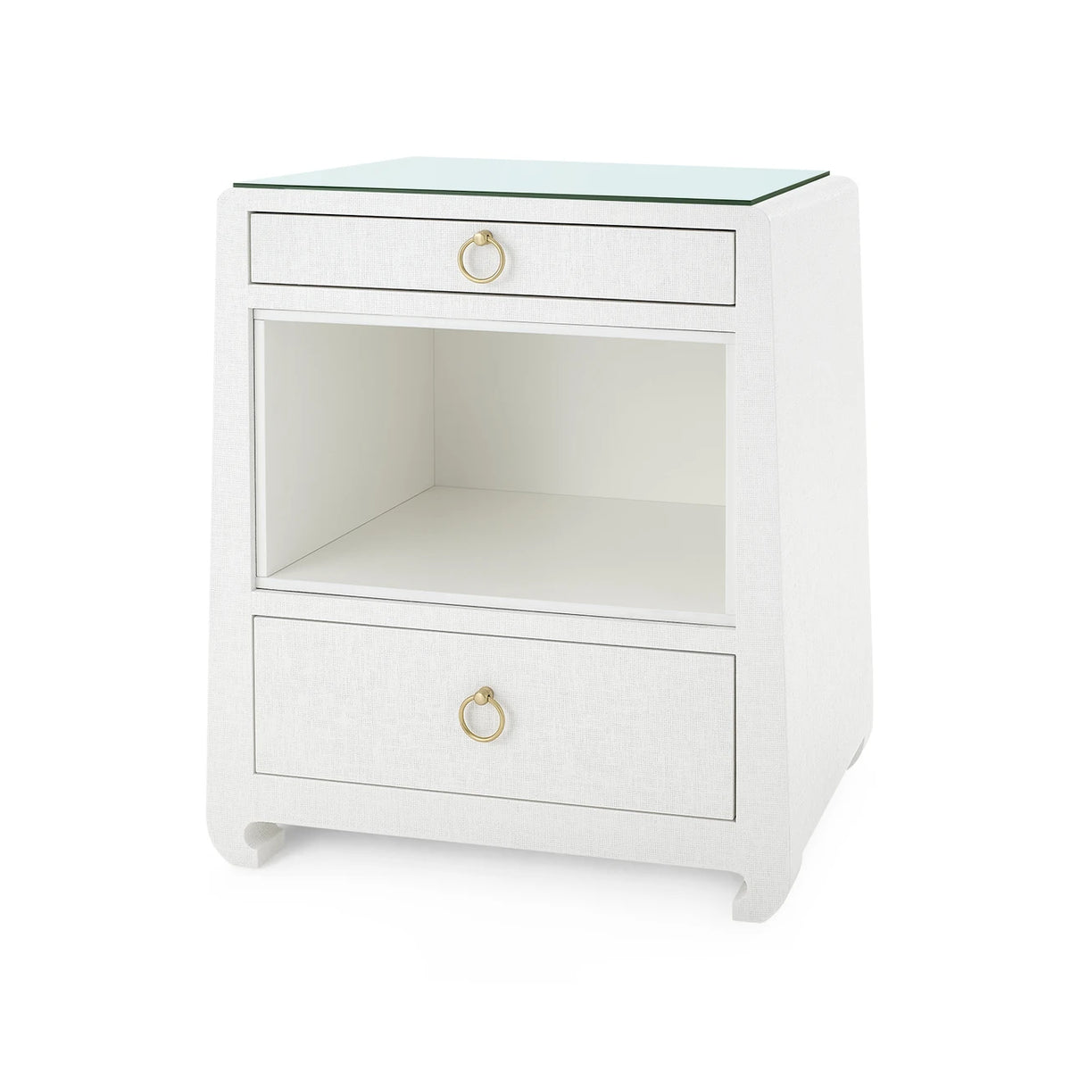 Ming 2-Drawer Side Table with Glass Top