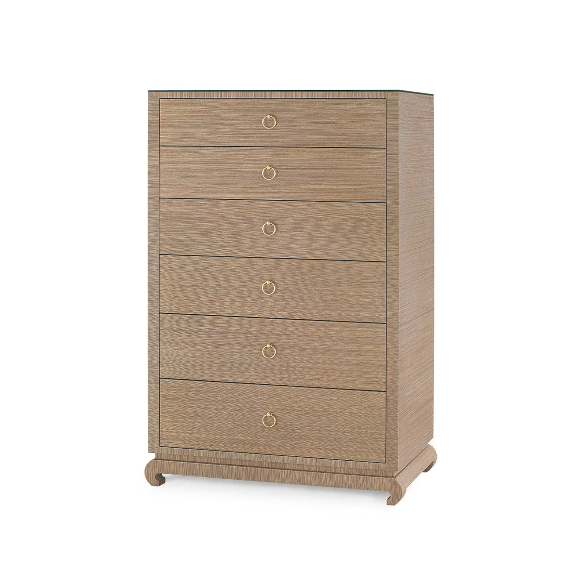 Ming Tall 6-Drawer with Glass Top