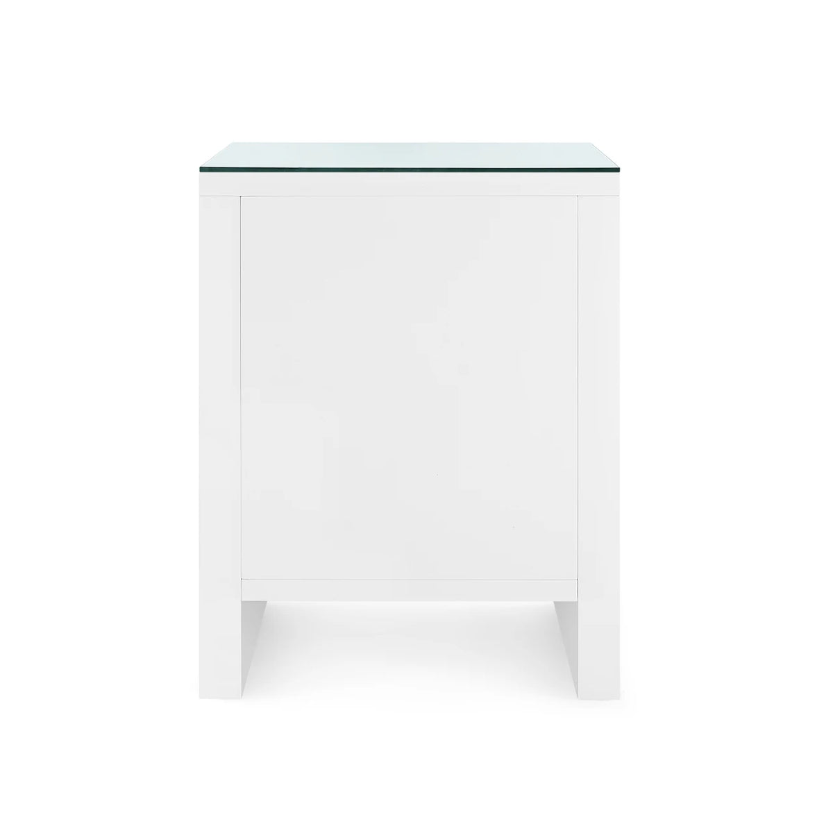 Morgan 3-Drawer Side Table by Villa & House — white finish with clear glass top, rear view