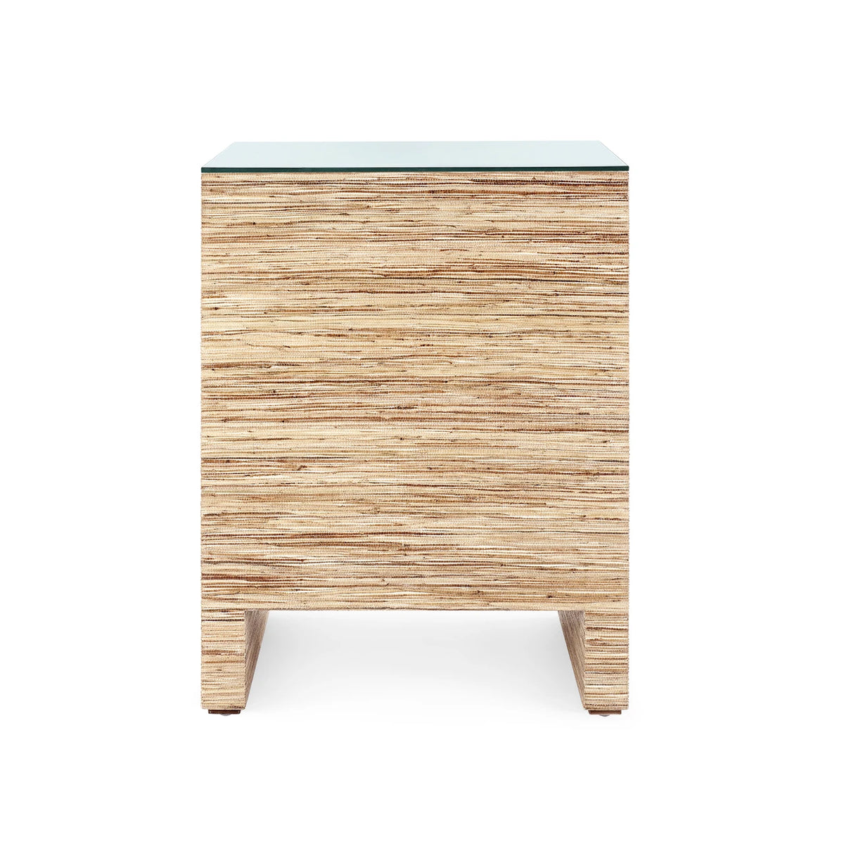 Morgan 3-Drawer Side Table by Villa & House — natural textured finish with clear glass top, rear view