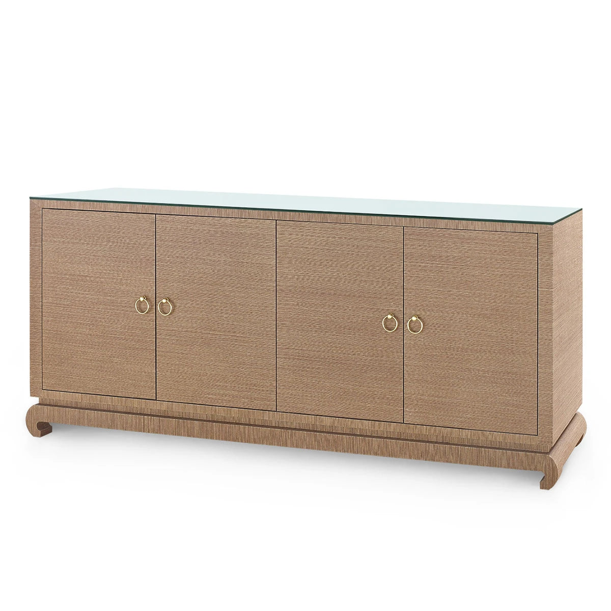 Meredith Extra Large 4-Door Cabinet with Glass Top