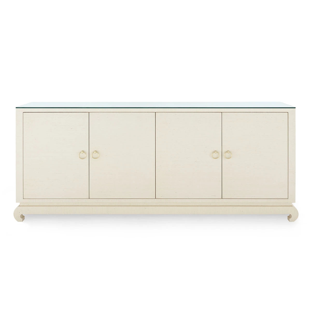 Meredith Extra Large 4-Door Cabinet with Glass Top
