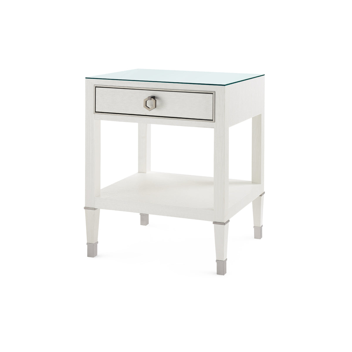 Morris 1-Drawer Side Table with Glass Top