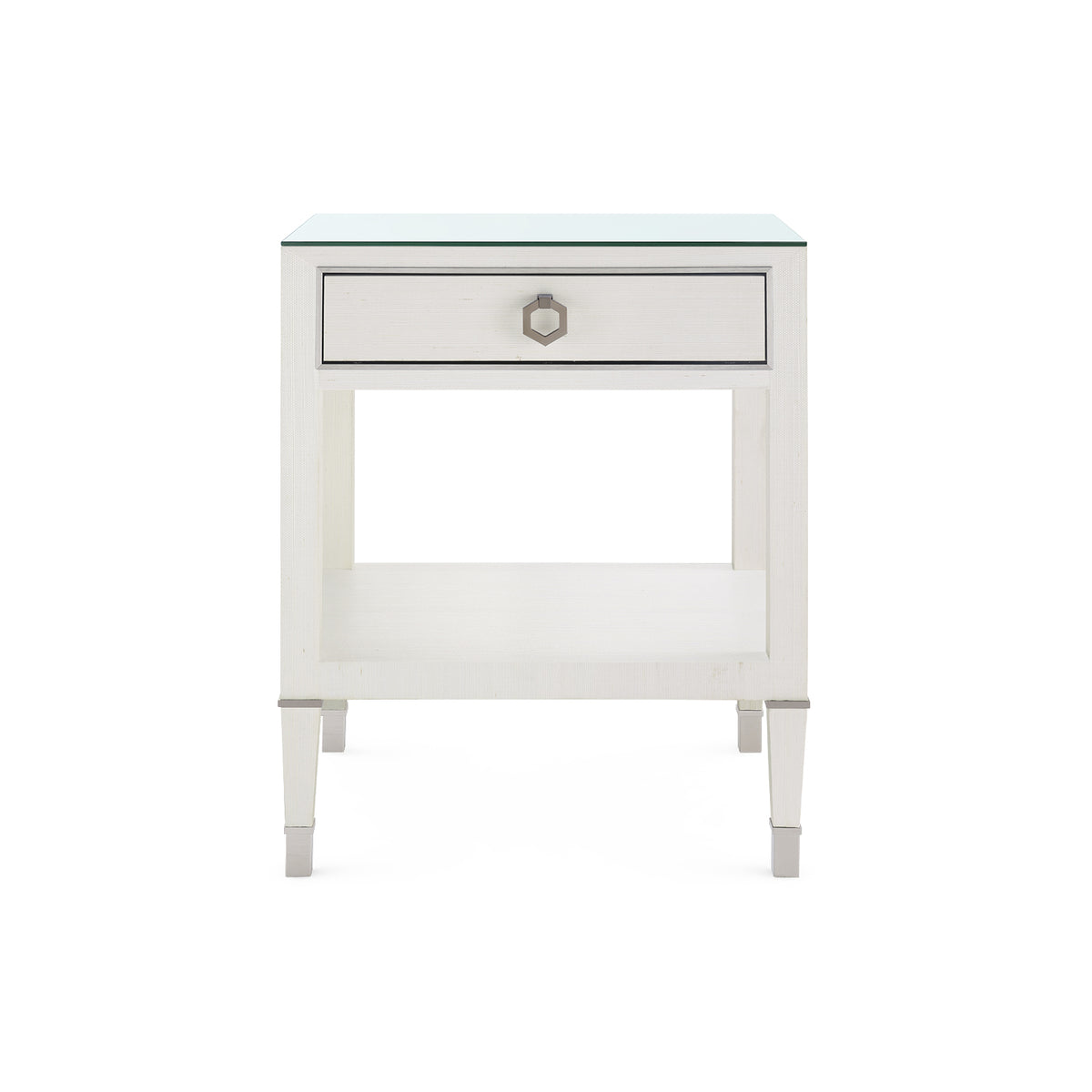 Morris 1-Drawer Side Table with Glass Top