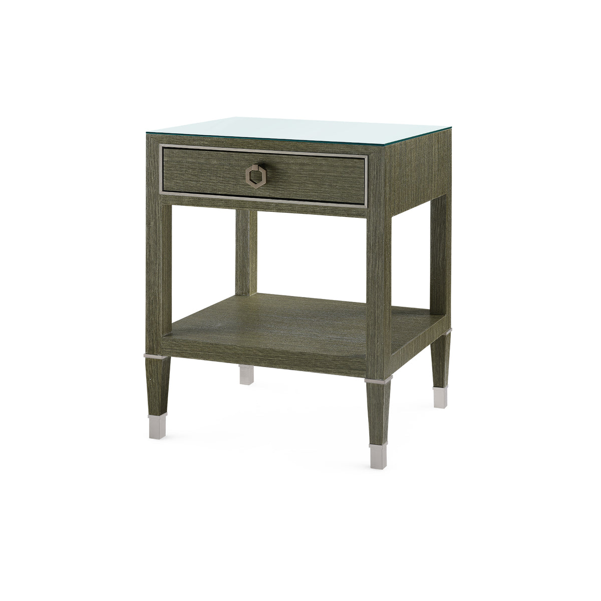 Morris 1-Drawer Side Table with Glass Top