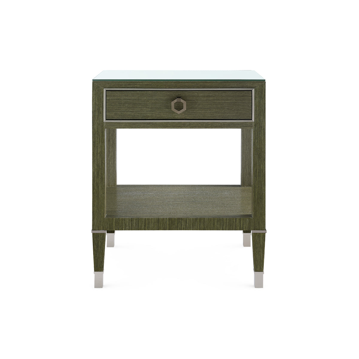 Morris 1-Drawer Side Table with Glass Top