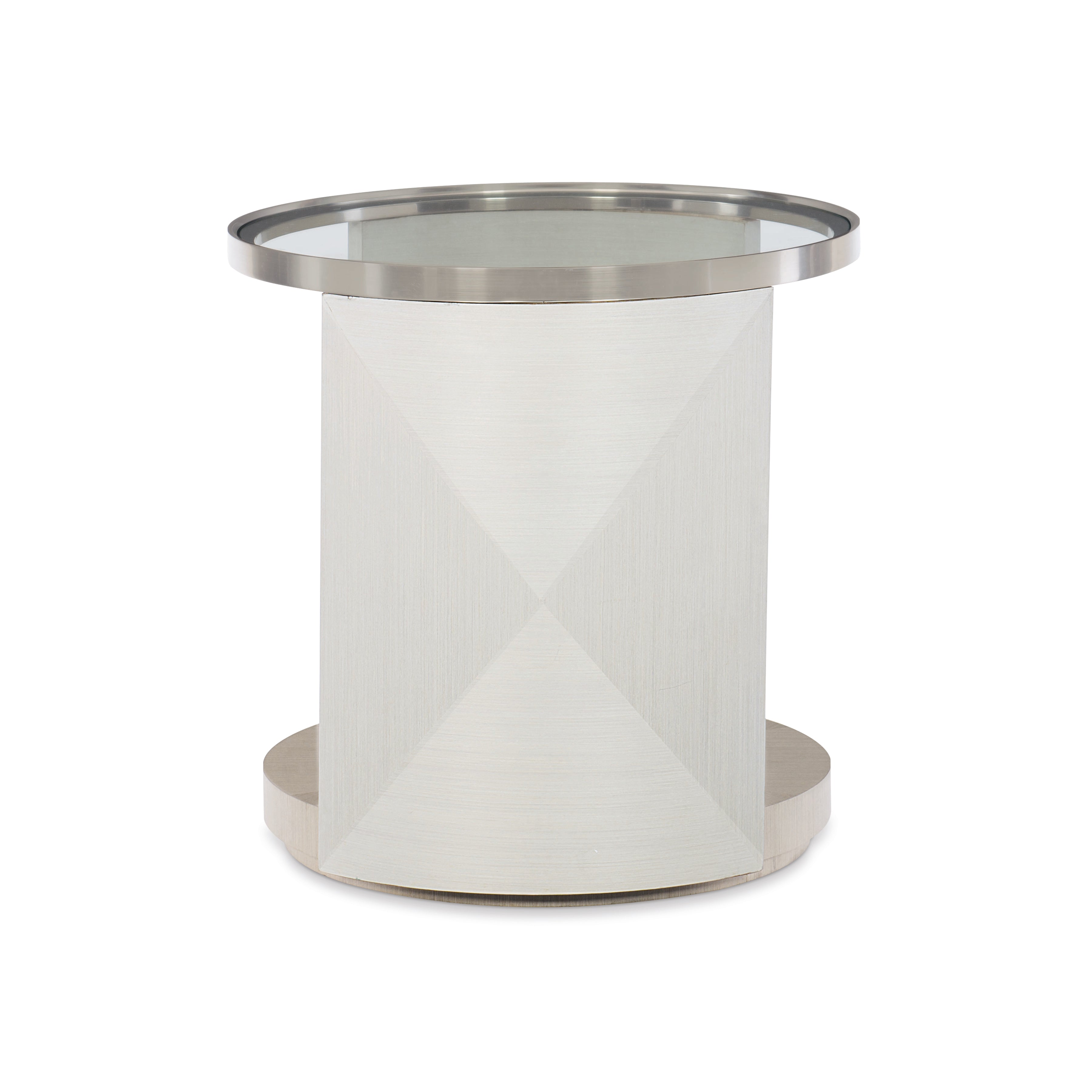 Axiom Round Glass Top Chairside Table by Bernhardt