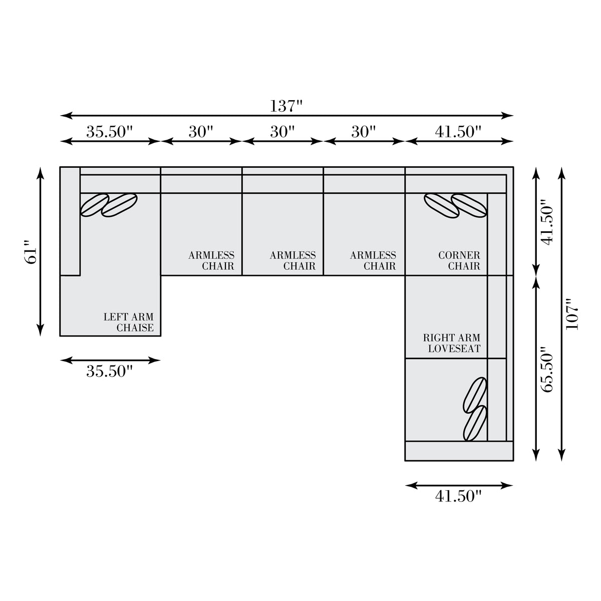 Drew 6-Piece Left Facing Fabric Sectional by Bernhardt