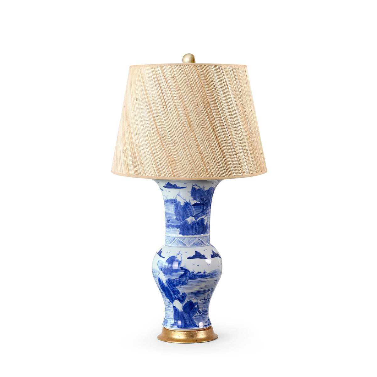 Pavillion Lamp with Shade 16-inch Papyrus with Gold