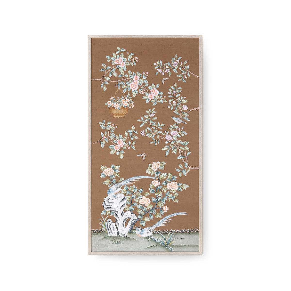 Parchment Reverie Framed Silk Panel Pair