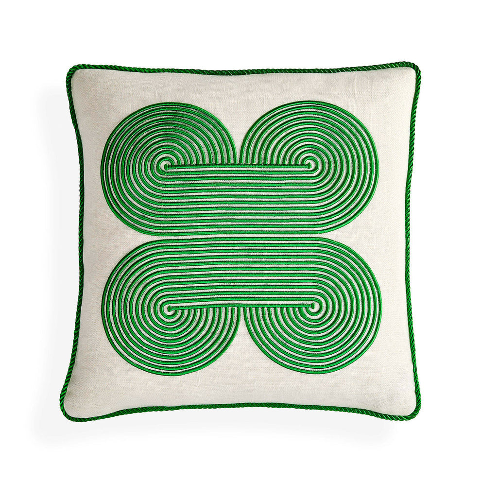 Pompidou Green Quatrefoil Pillow