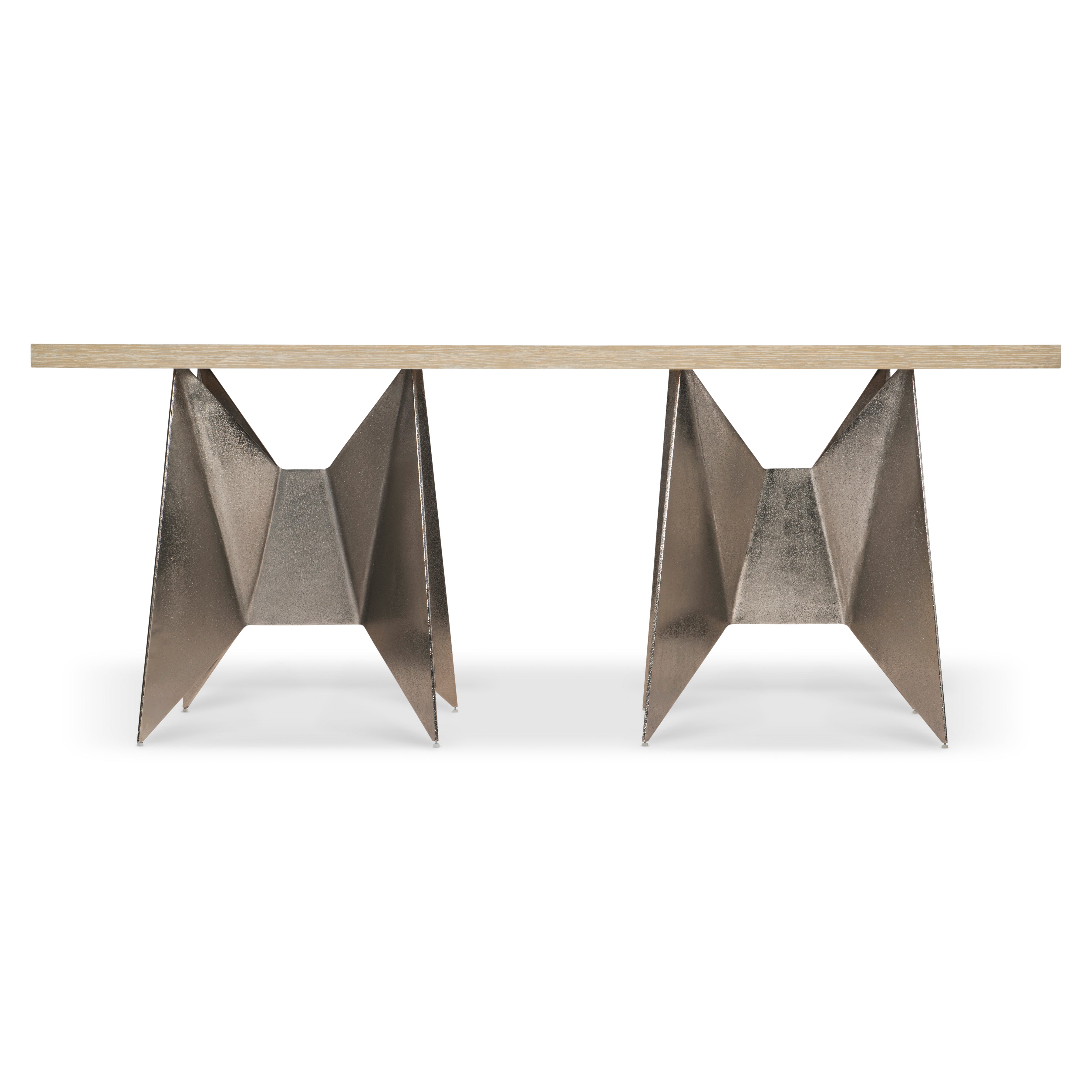 Solaria Console Table with 2 Metal Origami-inspired Bases by Bernhardt