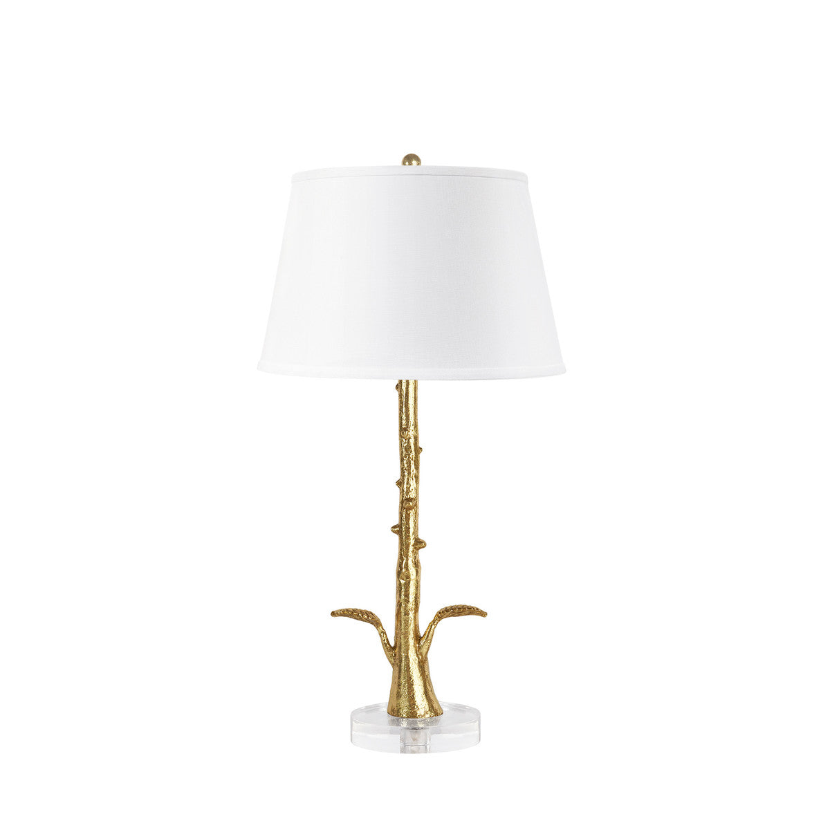 Rama Lamp with Shade 16-inch White Linen with Gold